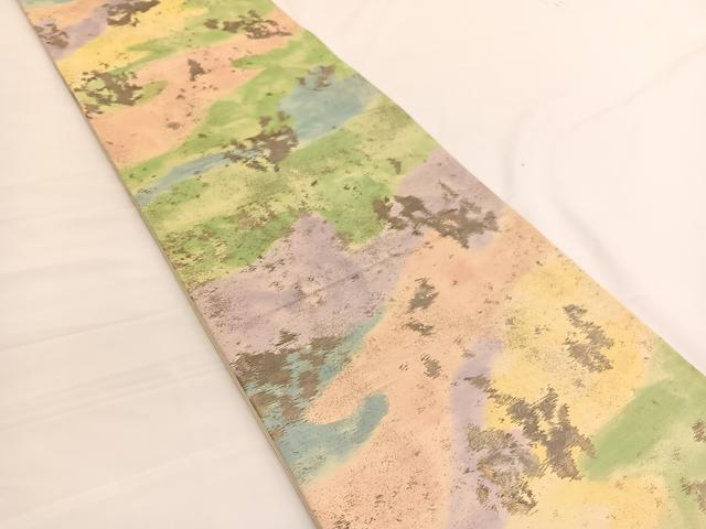 平和屋着物◎六通柄袋帯 霞文 金糸 正絹 逸品 BAAV9909hv