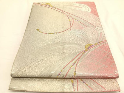 平和屋着物◎六通柄袋帯　唐織　宝飾花文　金銀糸　正絹　逸品　BAAV9912hv
