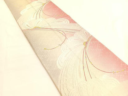 平和屋着物◎六通柄袋帯　唐織　宝飾花文　金銀糸　正絹　逸品　BAAV9912hv