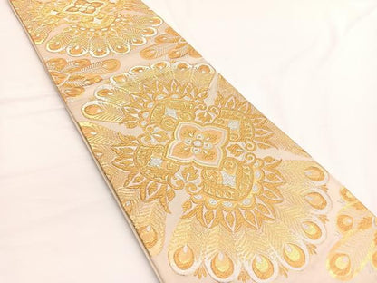 平和屋着物◎六通柄袋帯　孔雀羽花菱文　金銀糸　正絹　逸品　BAAV9926hv