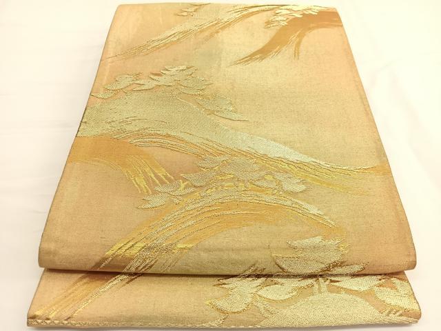 平和屋着物◎六通柄袋帯　遠山文　金糸　正絹　逸品　BAAV9927hv