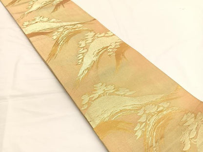 平和屋着物◎六通柄袋帯　遠山文　金糸　正絹　逸品　BAAV9927hv