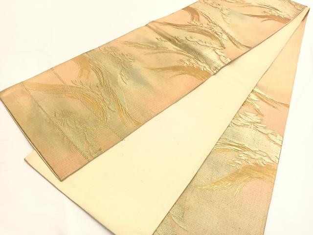 平和屋着物◎六通柄袋帯　遠山文　金糸　正絹　逸品　BAAV9927hv