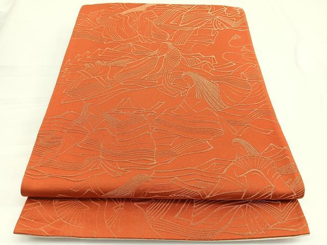 平和屋着物◎両面 全通柄袋帯 人物文 金糸 正絹 逸品 BAAV9939hv