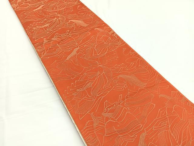 平和屋着物◎両面 全通柄袋帯 人物文 金糸 正絹 逸品 BAAV9939hv