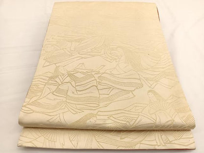 平和屋着物◎両面 全通柄袋帯 人物文 金糸 正絹 逸品 BAAV9939hv