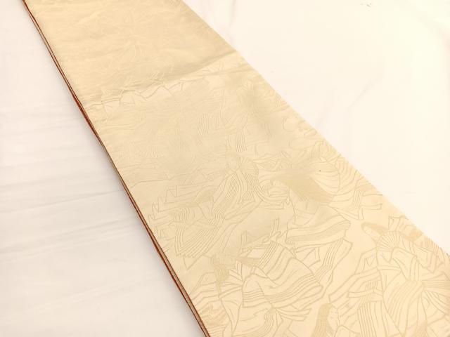 平和屋着物◎両面 全通柄袋帯 人物文 金糸 正絹 逸品 BAAV9939hv