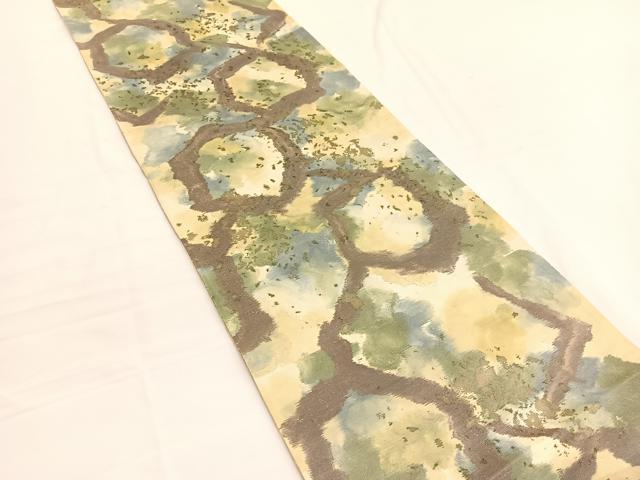 平和屋着物◎六通柄 京袋帯 亀甲文 金糸 正絹 逸品 BAAV9943hv
