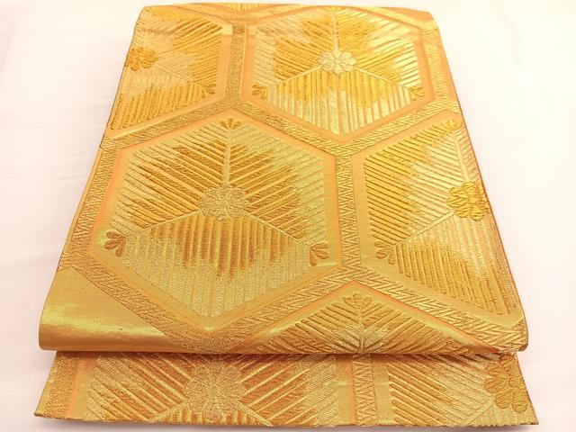 平和屋着物◎六通柄袋帯 若松葉亀甲文 金糸 正絹 逸品 BAAV9950hv