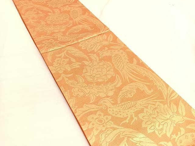平和屋着物◎西陣 六通柄袋帯 さらさ 花鳥文 金糸 正絹 逸品 BAAV9956hv