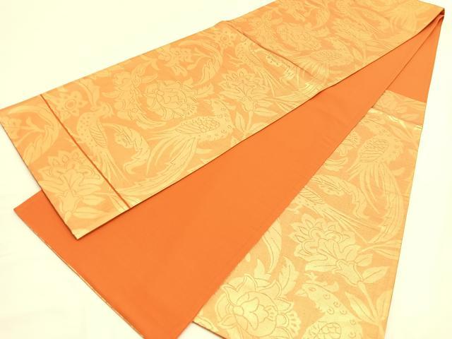 平和屋着物◎西陣 六通柄袋帯 さらさ 花鳥文 金糸 正絹 逸品 BAAV9956hv