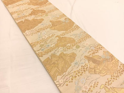 平和屋着物◎六通柄袋帯 唐織 綾錦 源氏物語 金銀糸 正絹 逸品 BAAV9958hv