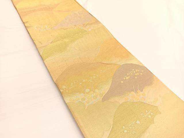 平和屋着物◎六通柄袋帯　万寿菊重ね山文　金銀糸　正絹　逸品　BAAV9962hv
