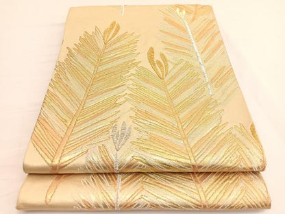 平和屋着物◎六通柄袋帯 若松葉 金銀糸 正絹 逸品 BAAV9964hv