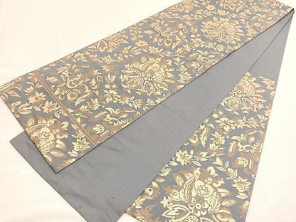 平和屋着物◎六通柄 本袋帯 更紗飾花文 金糸 正絹 逸品 BAAV9966hv