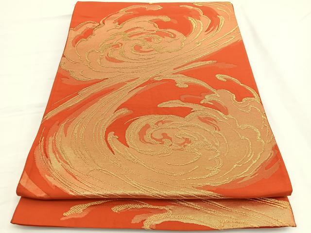 平和屋着物◎六通柄袋帯 乱菊 金糸 正絹 逸品 BAAV9970hv