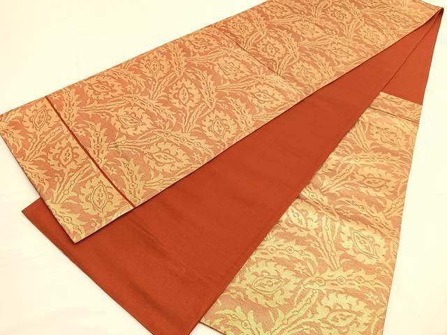 平和屋着物◎西陣 六通柄袋帯 さらさ 草葉文 金糸 正絹 逸品 BAAV9977hv