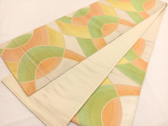平和屋着物◎六通柄 京袋帯 幾何学文様 金糸 正絹 逸品 BAAV9979hv