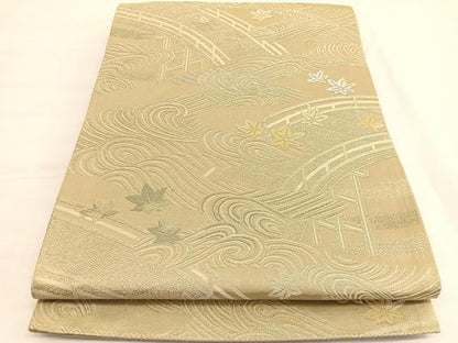 平和屋着物◎六通柄袋帯　唐織　渡橋竜田川　金銀糸　正絹　逸品　BAAV9980hv