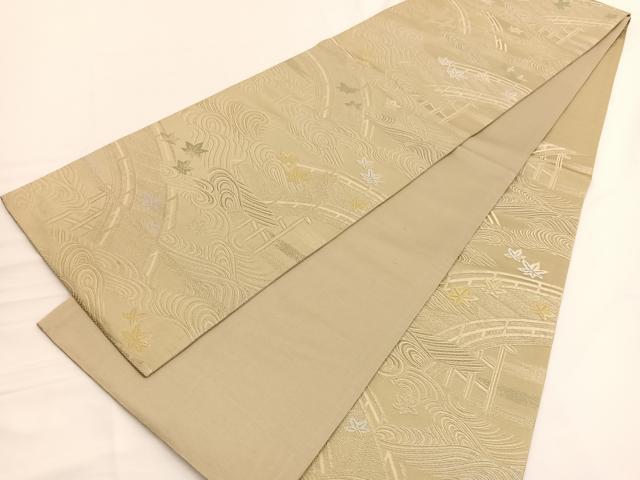 平和屋着物◎六通柄袋帯 唐織 渡橋竜田川 金銀糸 正絹 逸品 BAAV9980hv