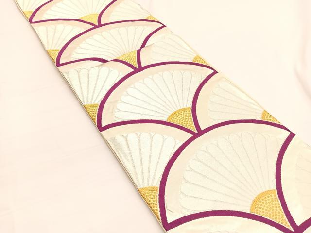 平和屋着物◎六通柄袋帯　唐織　菊青海波　金銀糸　正絹　逸品　BAAV9983hv