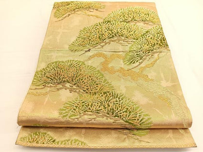 平和屋着物◎六通柄袋帯 唐織 松 金糸 正絹 逸品 BAAV9995hv