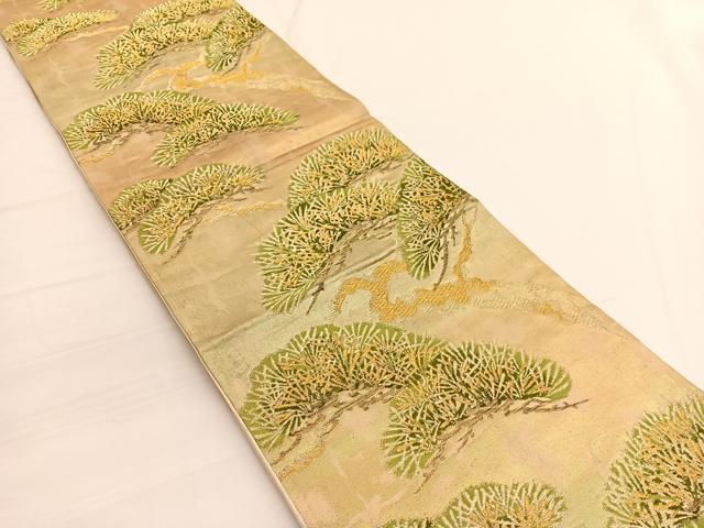 平和屋着物◎六通柄袋帯 唐織 松 金糸 正絹 逸品 BAAV9995hv