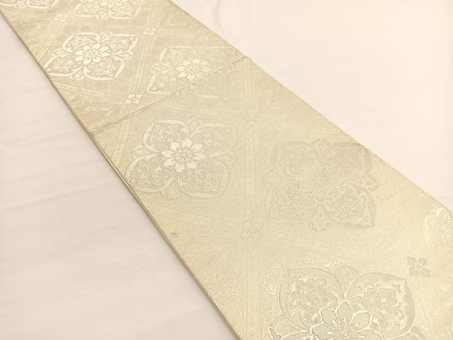 平和屋着物◎六通柄袋帯 花菱文 銀糸 正絹 逸品 BAAV9997hv