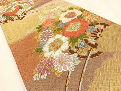 平和屋着物◎佐賀錦　六通柄袋帯　唐織　花車文　金銀糸　正絹　逸品　BAAW0003hj
