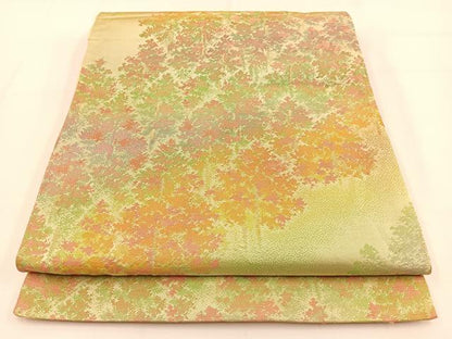 平和屋着物◎六通柄袋帯　樹林文　金糸　正絹　逸品　BAAW0007hj