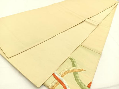 平和屋着物◎太鼓柄袋帯　総刺繍　紐文　正絹　逸品　BAAW0009hj
