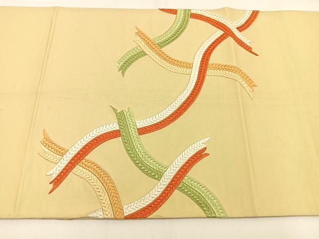 平和屋着物◎太鼓柄袋帯　総刺繍　紐文　正絹　逸品　BAAW0009hj
