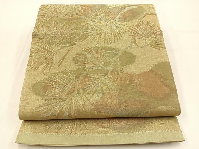 平和屋着物◎六通柄袋帯　松　金銀糸　引箔　正絹　逸品　BAAW0012hj
