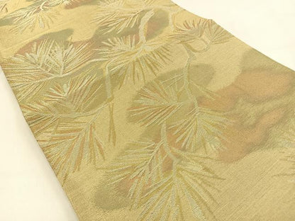平和屋着物◎六通柄袋帯　松　金銀糸　引箔　正絹　逸品　BAAW0012hj