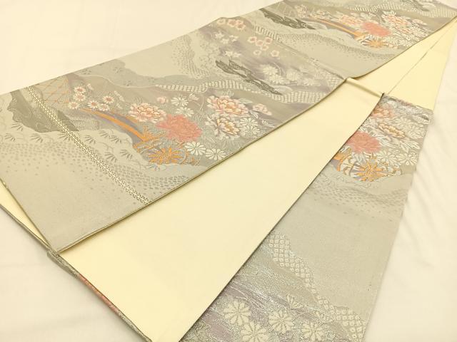 平和屋着物◎六通柄袋帯　新華錦　花車文　金銀糸　正絹　逸品　BAAW0029hj