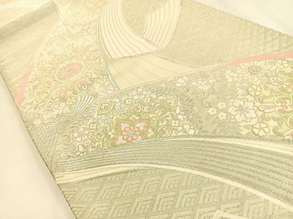 平和屋着物◎六通柄袋帯　唐織　束ね熨斗花文　金銀糸　正絹　逸品　BAAW0030hj
