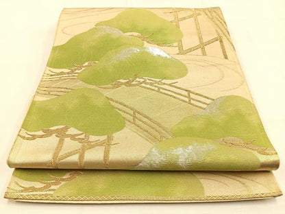 平和屋着物◎六通柄袋帯　渡橋松文　金銀糸　正絹　逸品　BAAW0032hj