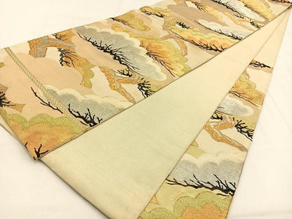 平和屋着物◎六通柄　本袋帯　松　金銀糸　正絹　逸品　BAAW0033hj