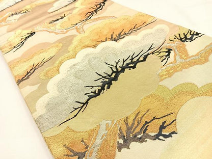 平和屋着物◎六通柄　本袋帯　松　金銀糸　正絹　逸品　BAAW0033hj