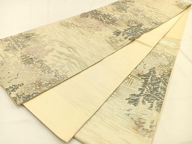 平和屋着物◎六通柄袋帯　大原乃里　金銀糸　引箔　正絹　逸品　BAAW0034hj