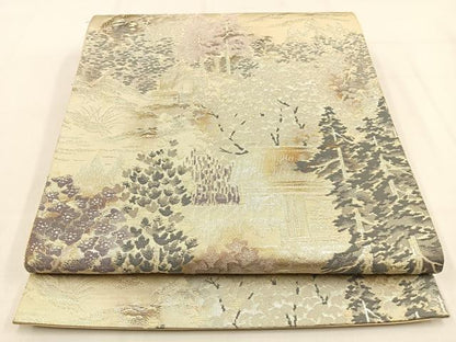 平和屋着物◎六通柄袋帯　大原乃里　金銀糸　引箔　正絹　逸品　BAAW0034hj