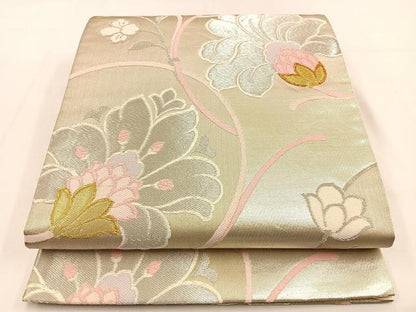 平和屋着物◎六通柄袋帯　唐織　花唐草文　金銀糸　正絹　逸品　BAAW0039hj