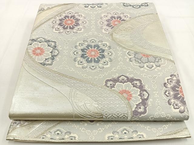 平和屋着物◎六通柄袋帯　唐織　宝相華　銀糸　正絹　逸品　BAAW0052hj