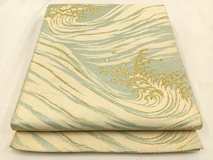平和屋着物◎六通柄袋帯　立波文　金銀糸　正絹　逸品　BAAW0057hj