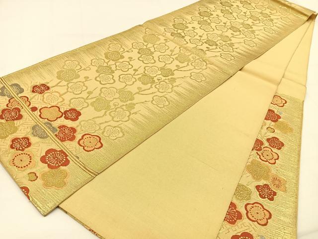 平和屋着物◎六通柄　本袋帯　梅　金糸　正絹　逸品　BAAW0058hj