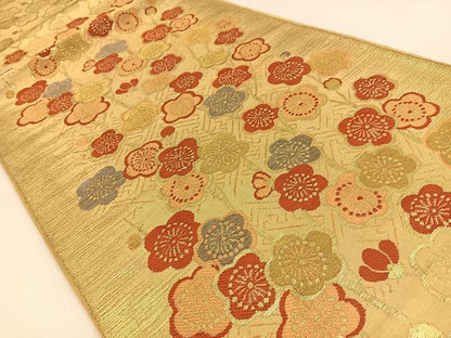 平和屋着物◎六通柄　本袋帯　梅　金糸　正絹　逸品　BAAW0058hj