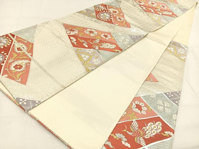 平和屋着物◎六通柄袋帯　唐織　鳳凰更紗花文　金銀糸　正絹　逸品　BAAW0062hj