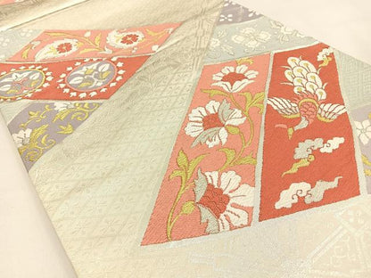 平和屋着物◎六通柄袋帯　唐織　鳳凰更紗花文　金銀糸　正絹　逸品　BAAW0062hj