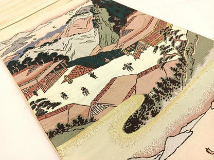 平和屋着物◎六通柄袋帯 唐織 人物風景文 金糸 正絹 逸品 BAAW0072hj
