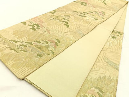 平和屋着物◎六通柄袋帯　御所解文　金糸　正絹　逸品　BAAW0074hj